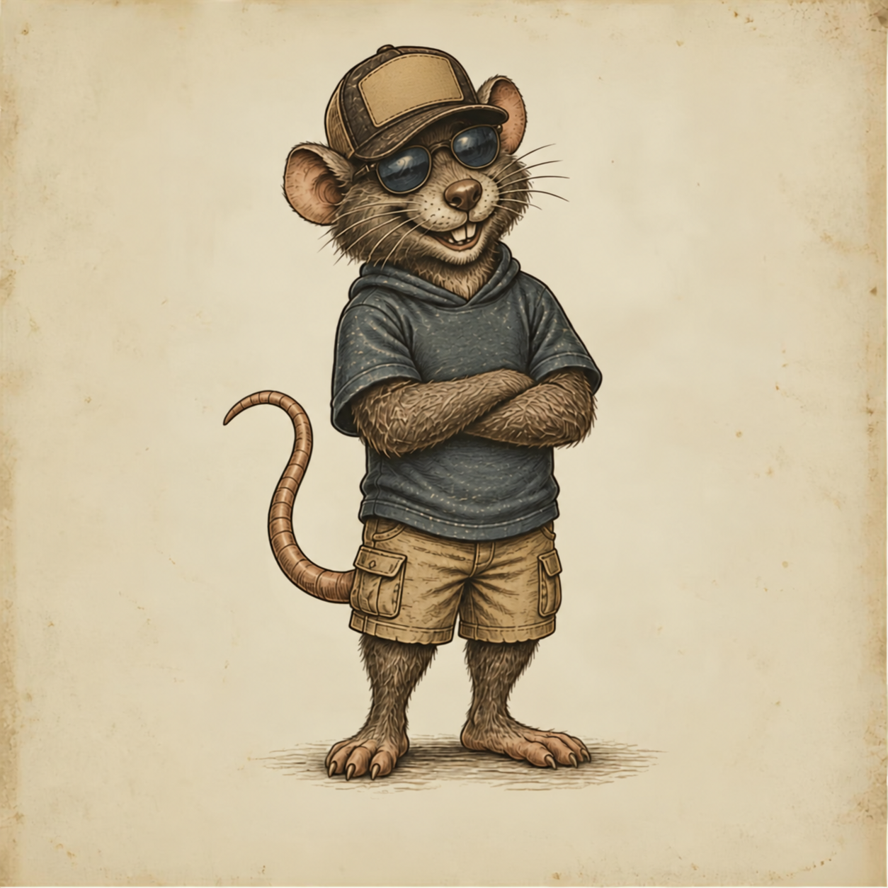 Paulie, the vintage River Rat Outfitters mascot