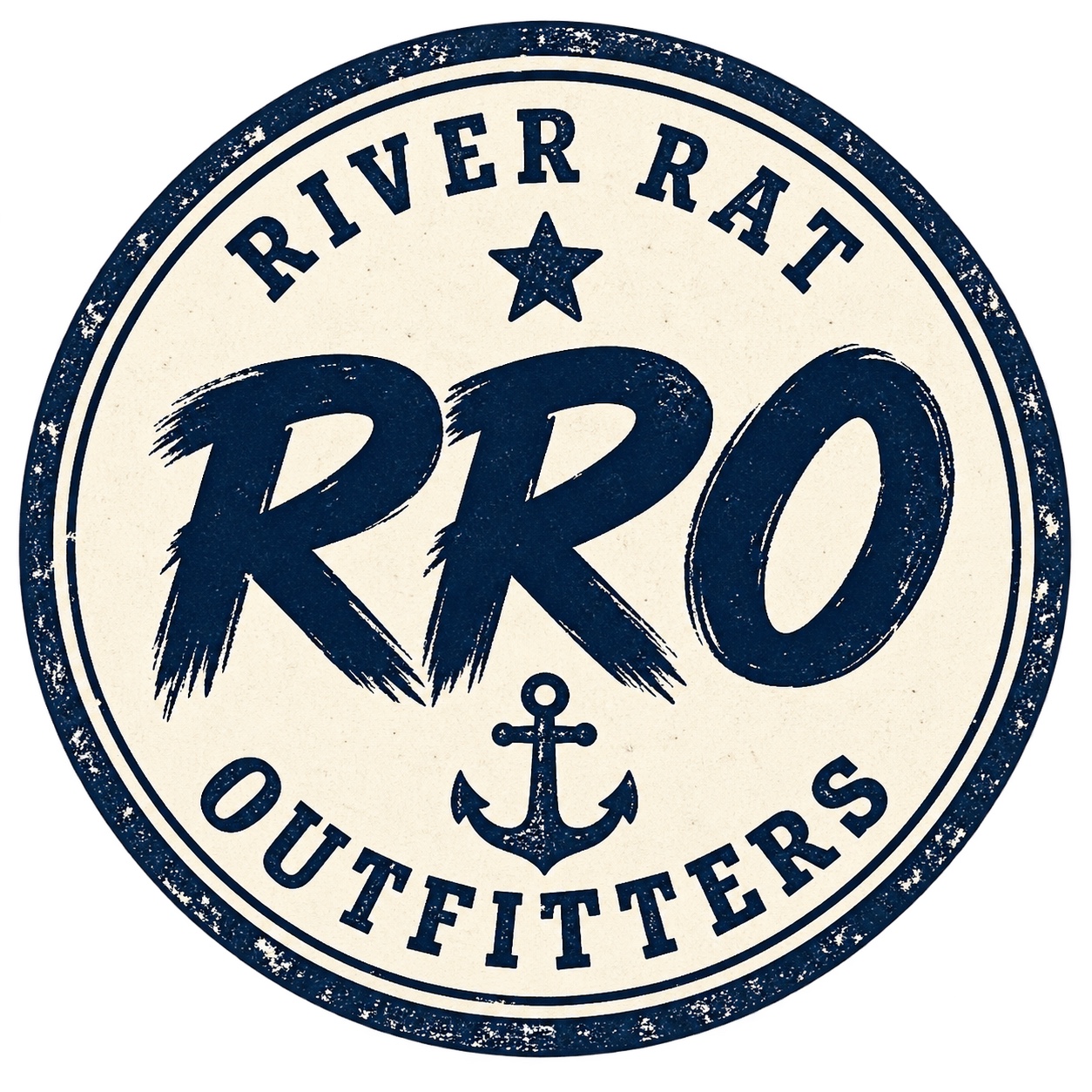 Vintage River Rat Outfitters round logo